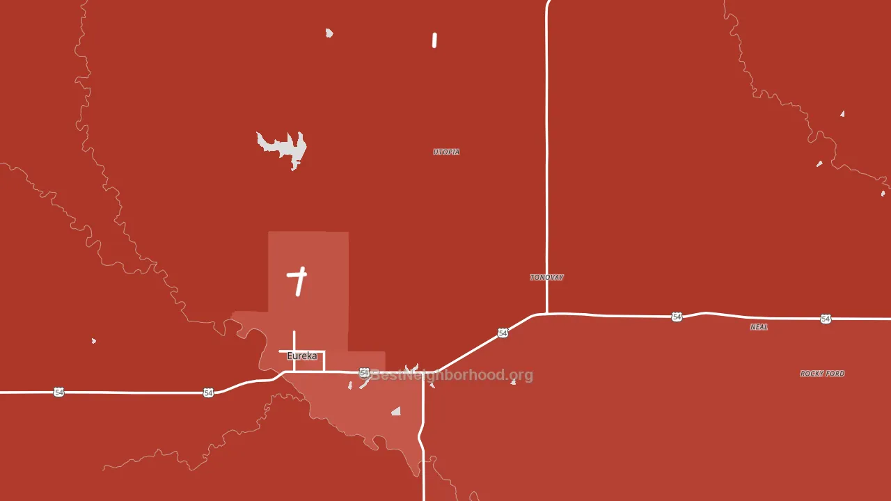 Greenwood County, KS block-group political-lean map