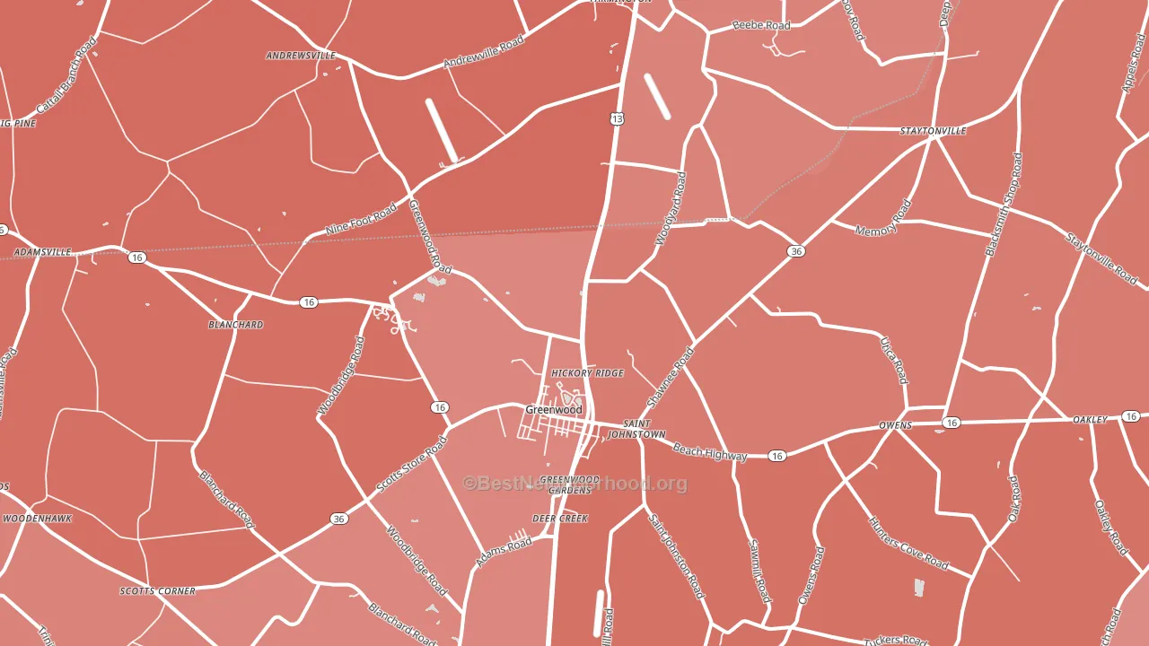 Greenwood, DE block-group political-lean map