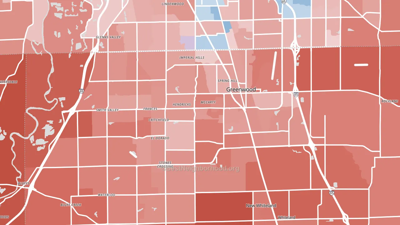 Greenwood, IN block-group political-lean map