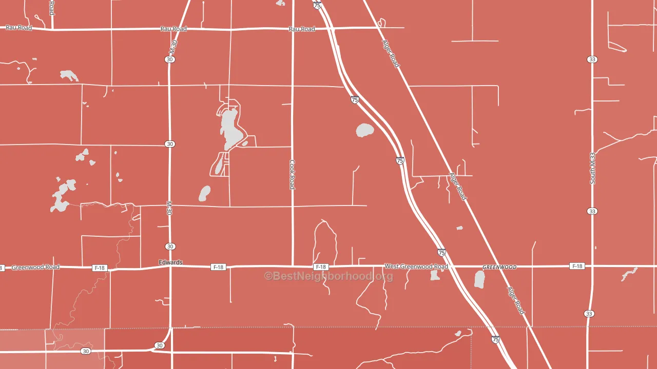 Greenwood, MI block-group political-lean map