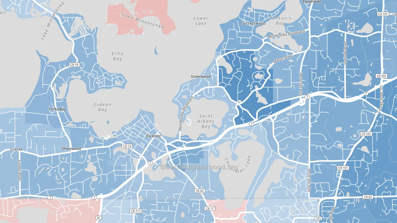 Greenwood, MN block-group political-lean map