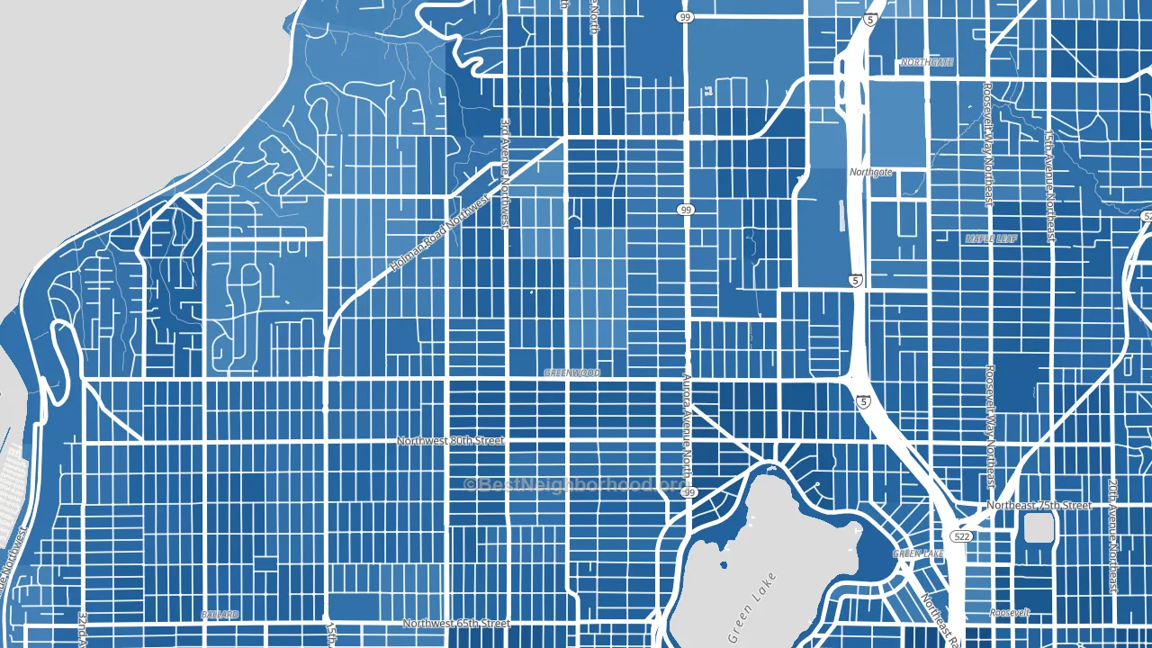 Greenwood, Seattle, WA block-group political-lean map