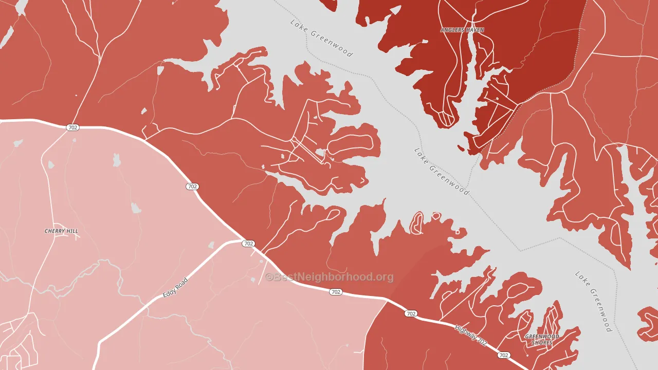 Greenwood Shores, SC block-group political-lean map