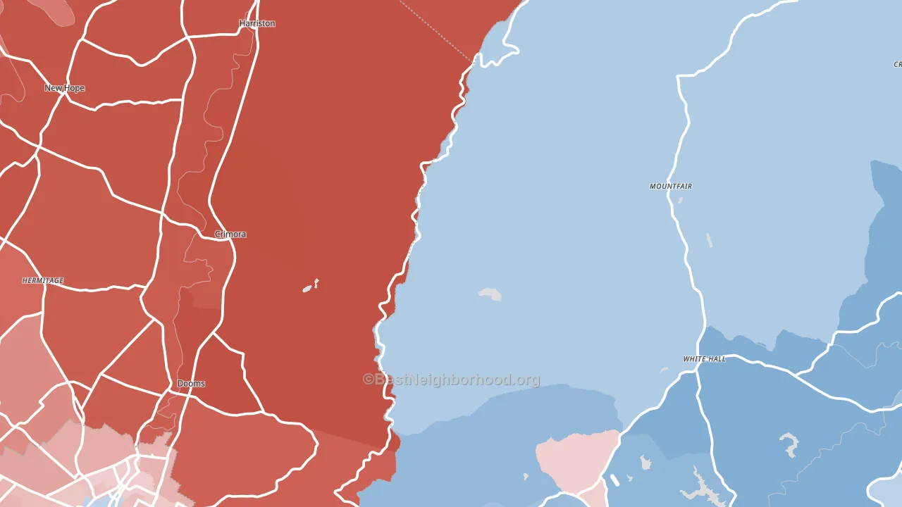 Greenwood, VA block-group political-lean map