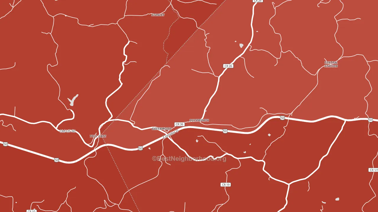 Greenwood, WV block-group political-lean map