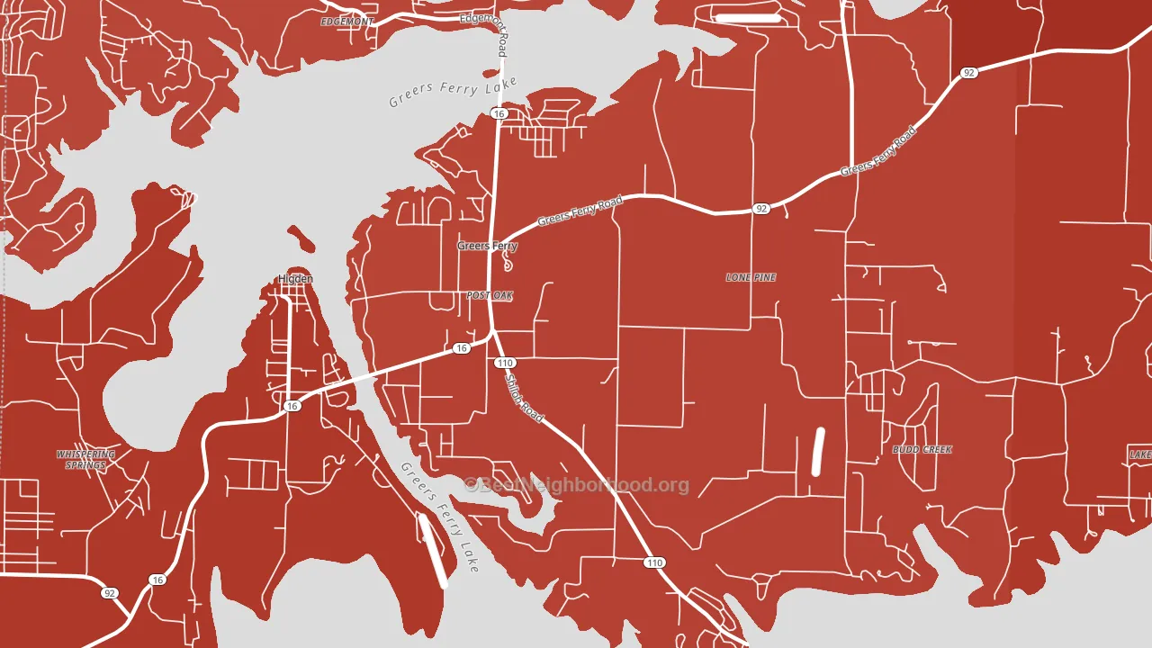 Greers Ferry, AR block-group political-lean map