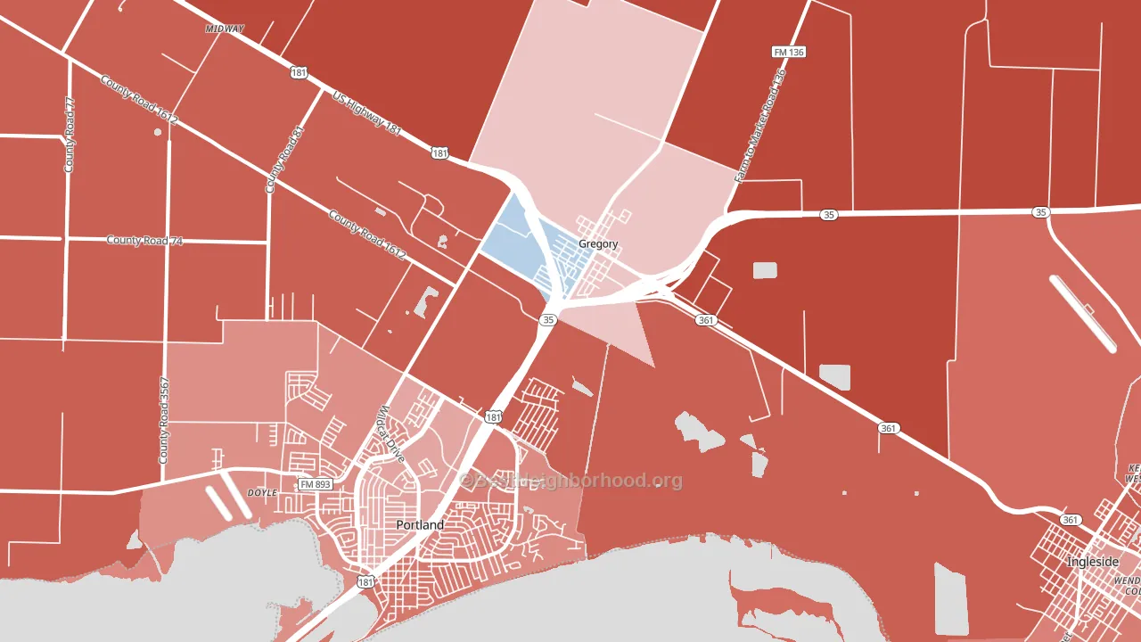 Gregory, TX block-group political-lean map