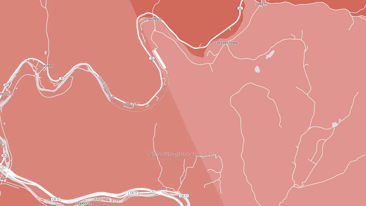 Gregorytown, NY block-group political-lean map