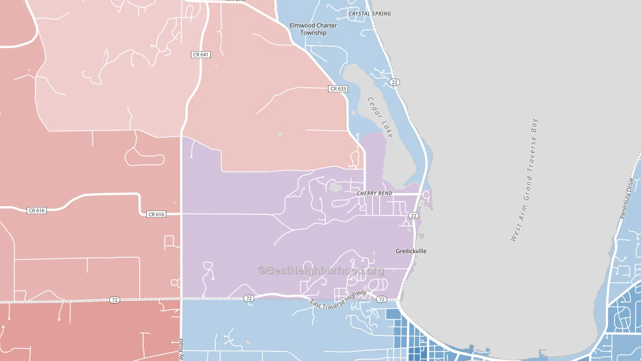 Greilickville, MI block-group political-lean map