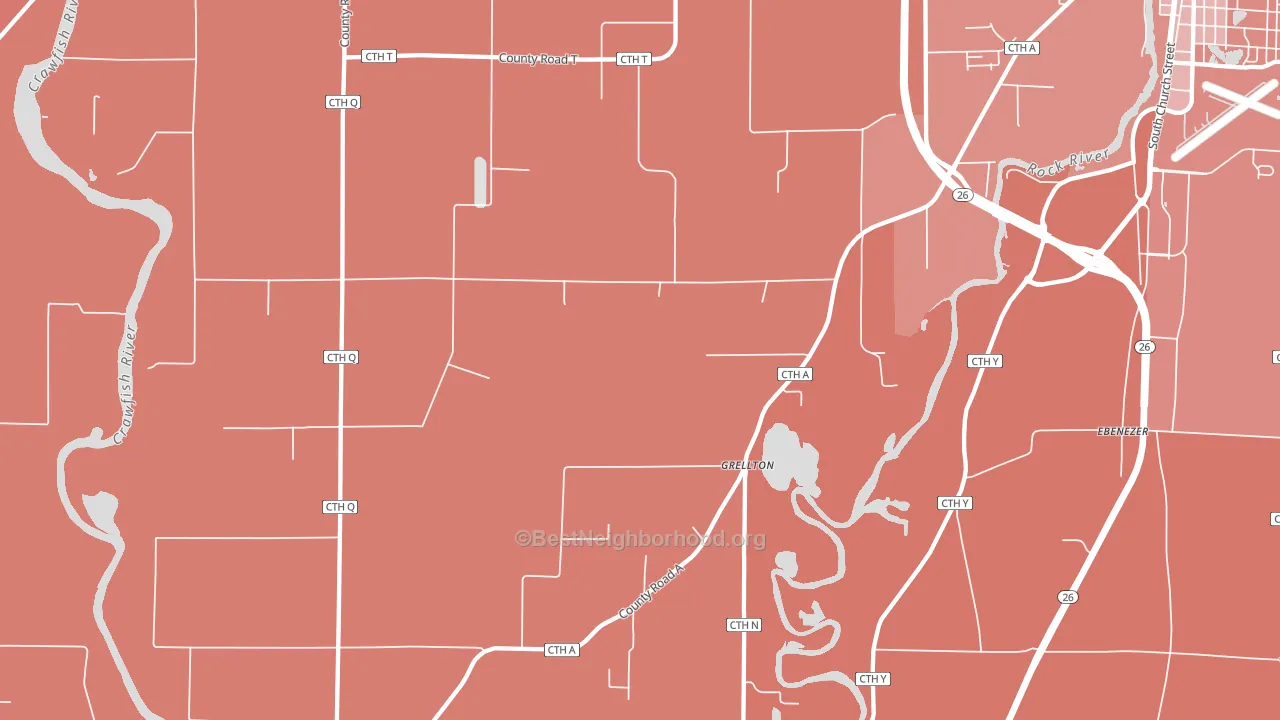 Grellton, WI block-group political-lean map