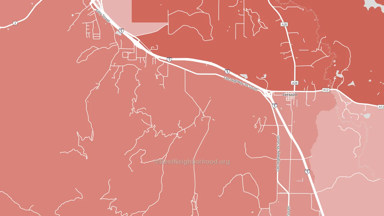 Grenada, CA block-group political-lean map
