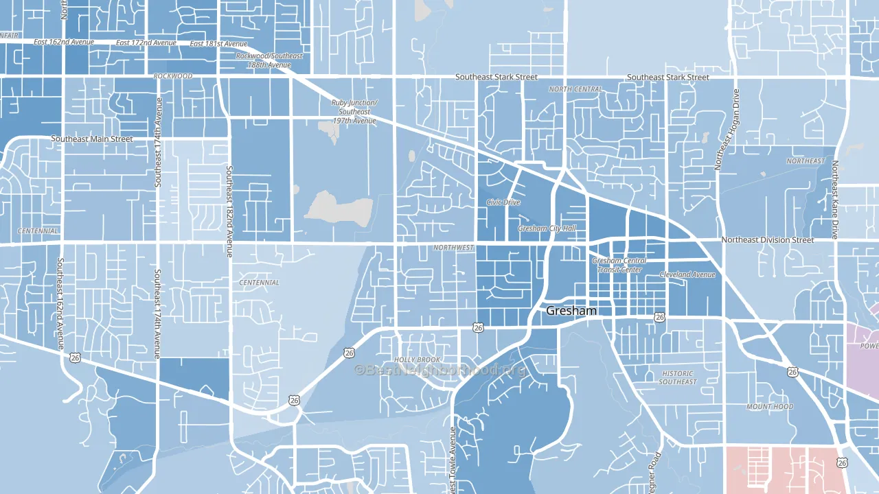 Gresham-Northwest, Gresham, OR block-group political-lean map