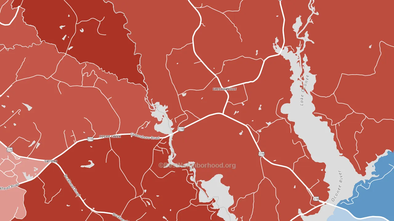 Greshamville, GA block-group political-lean map
