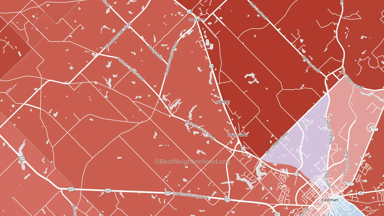 Gresston, GA block-group political-lean map