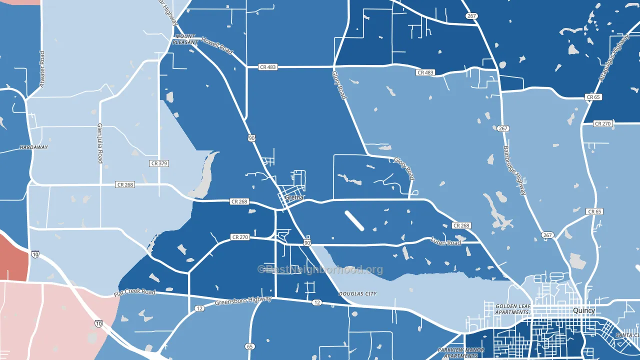 Gretna, FL block-group political-lean map