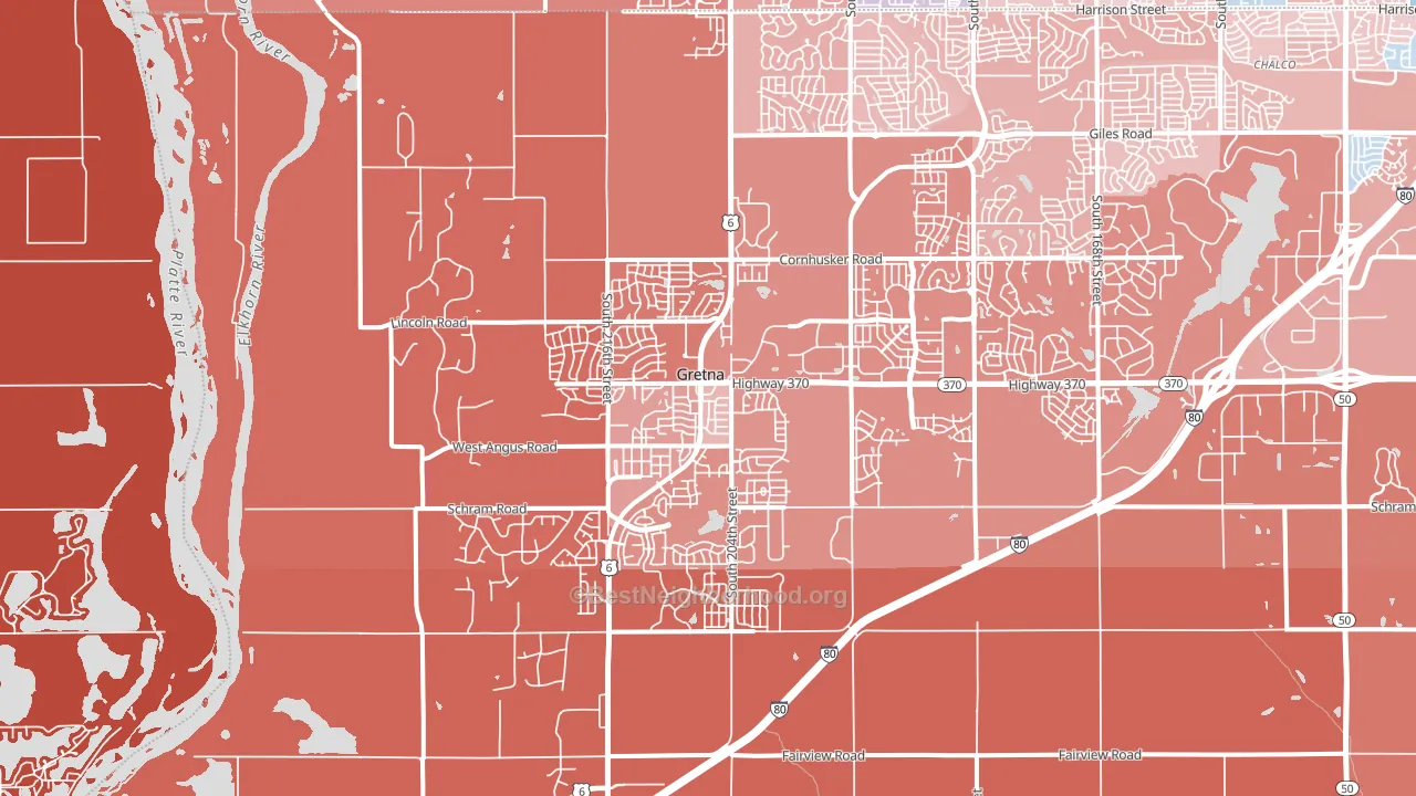 Gretna, NE block-group political-lean map