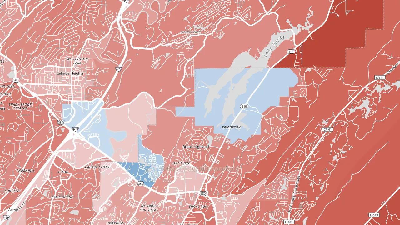 Greystone, Birmingham, AL block-group political-lean map
