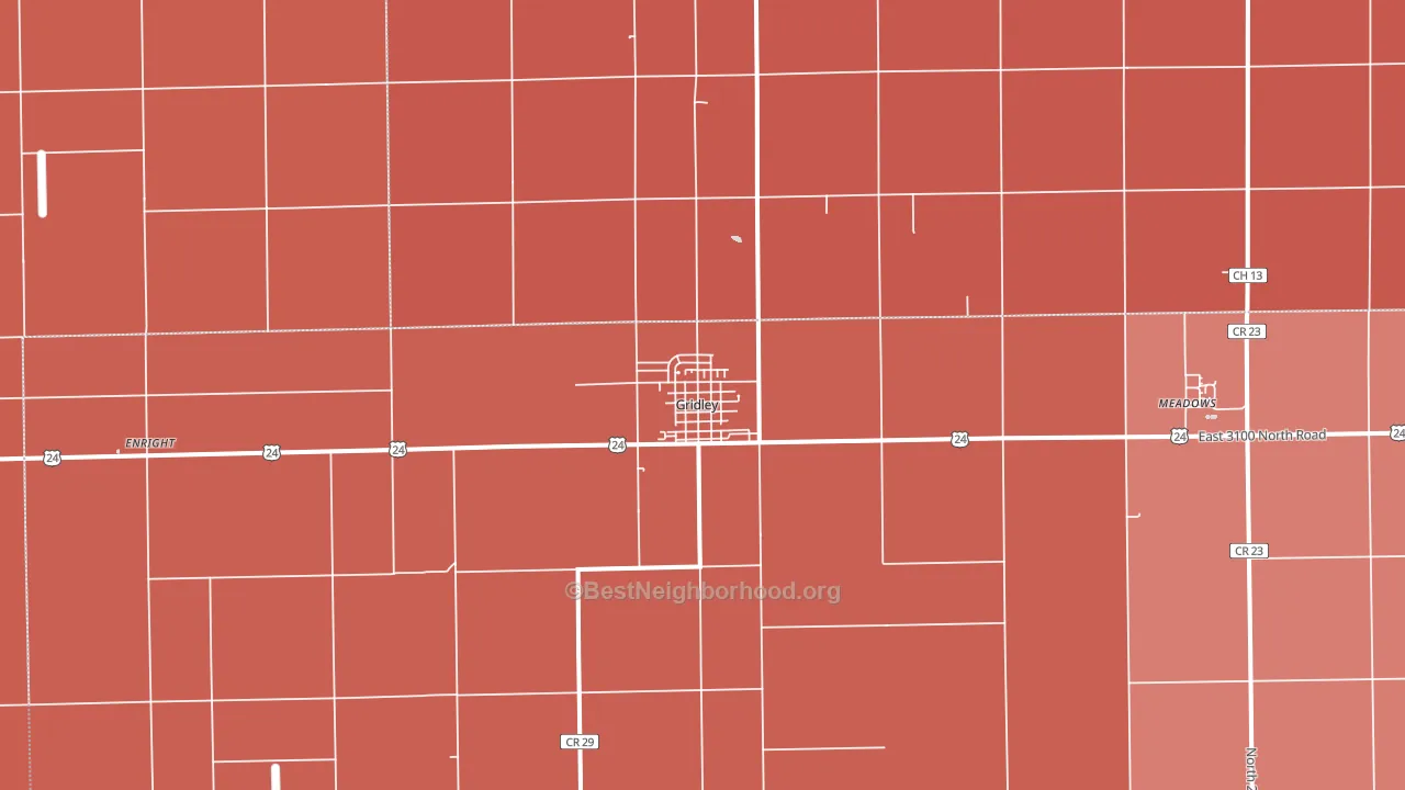 Gridley, IL block-group political-lean map