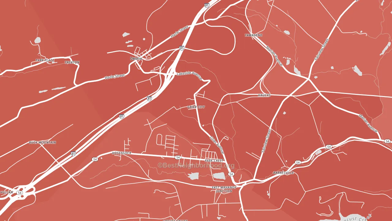 Grier City, PA block-group political-lean map