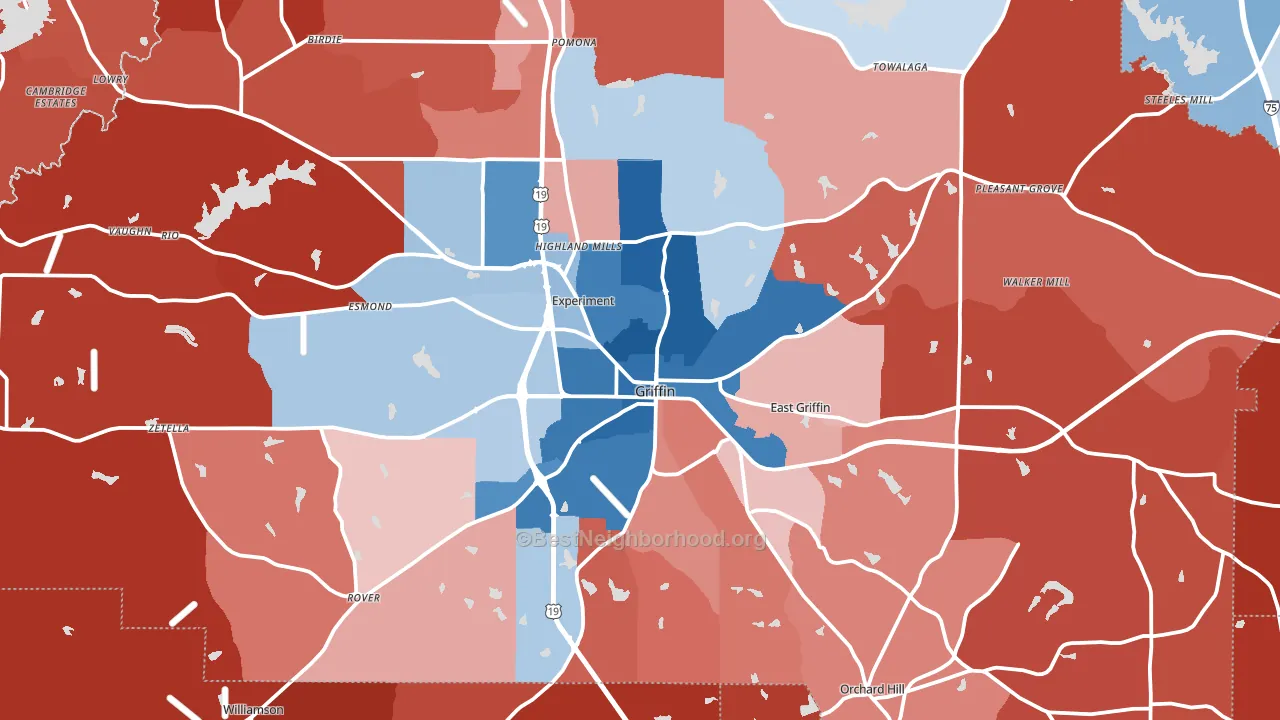Griffin, GA block-group political-lean map