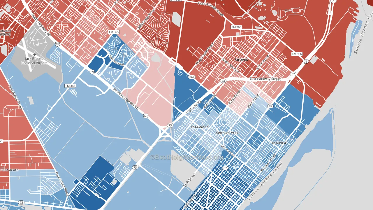 Griffing Park, TX block-group political-lean map