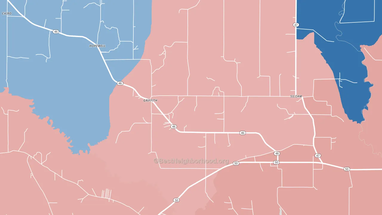 Griffith, MS block-group political-lean map