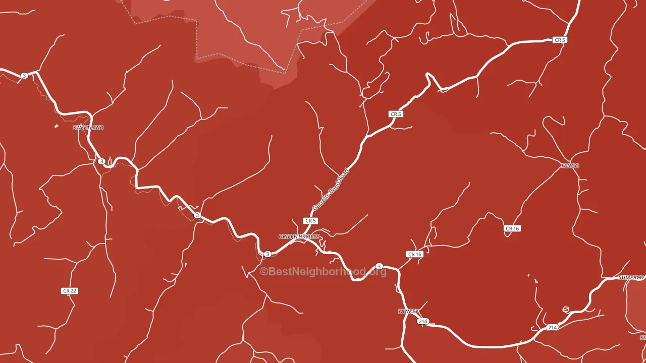 Griffithsville, WV block-group political-lean map