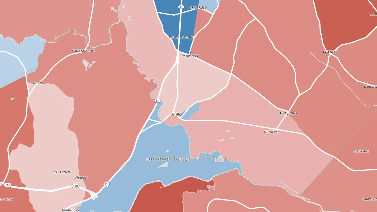Grifton, NC block-group political-lean map