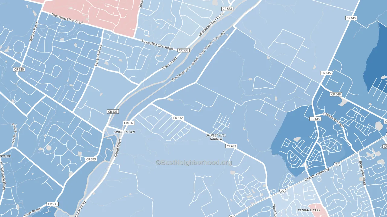 Griggstown, NJ block-group political-lean map