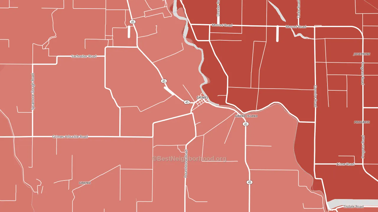 Grimes, CA block-group political-lean map