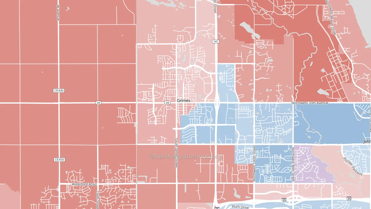 Grimes, IA block-group political-lean map
