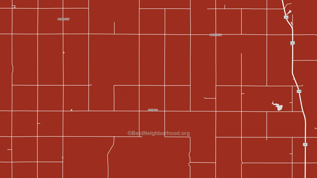 Grimes, OK block-group political-lean map
