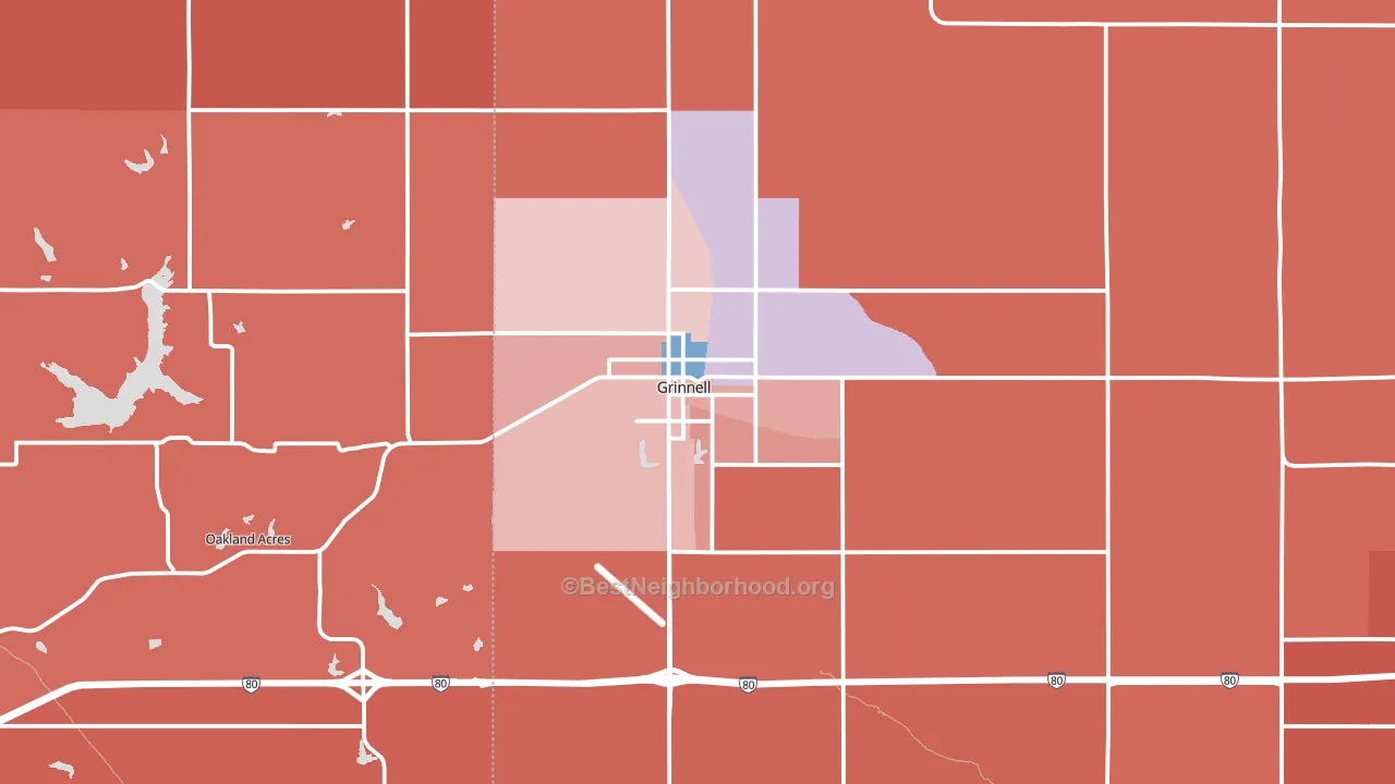 Grinnell, IA block-group political-lean map