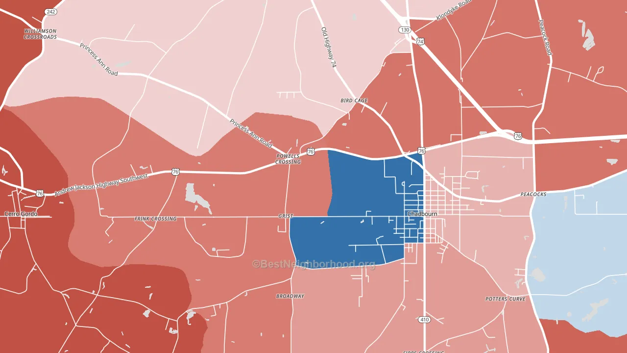 Grist, NC block-group political-lean map