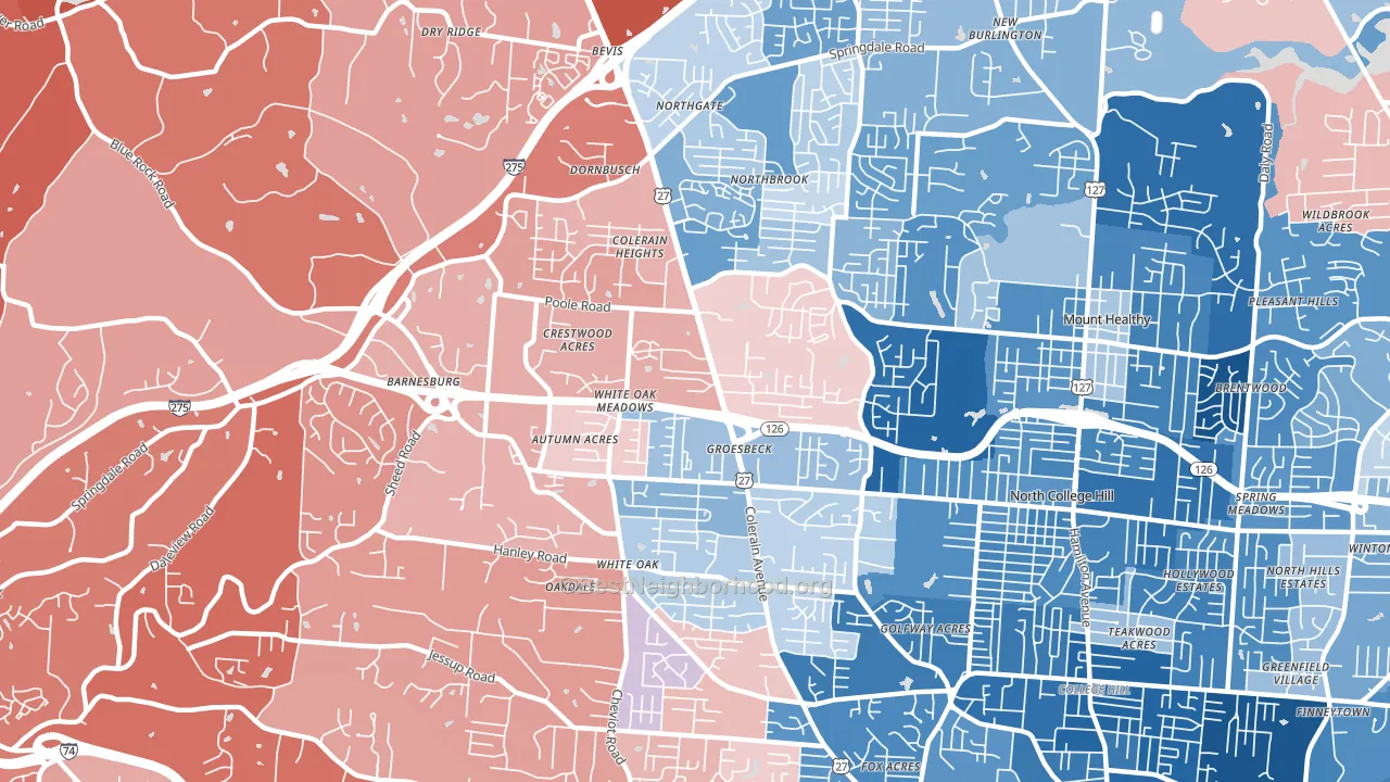 Groesbeck, Cincinnati, OH block-group political-lean map