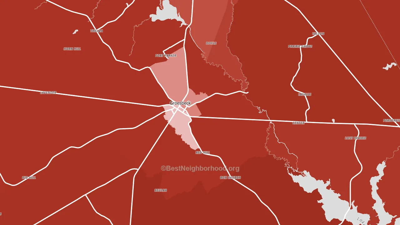 Groesbeck, TX block-group political-lean map