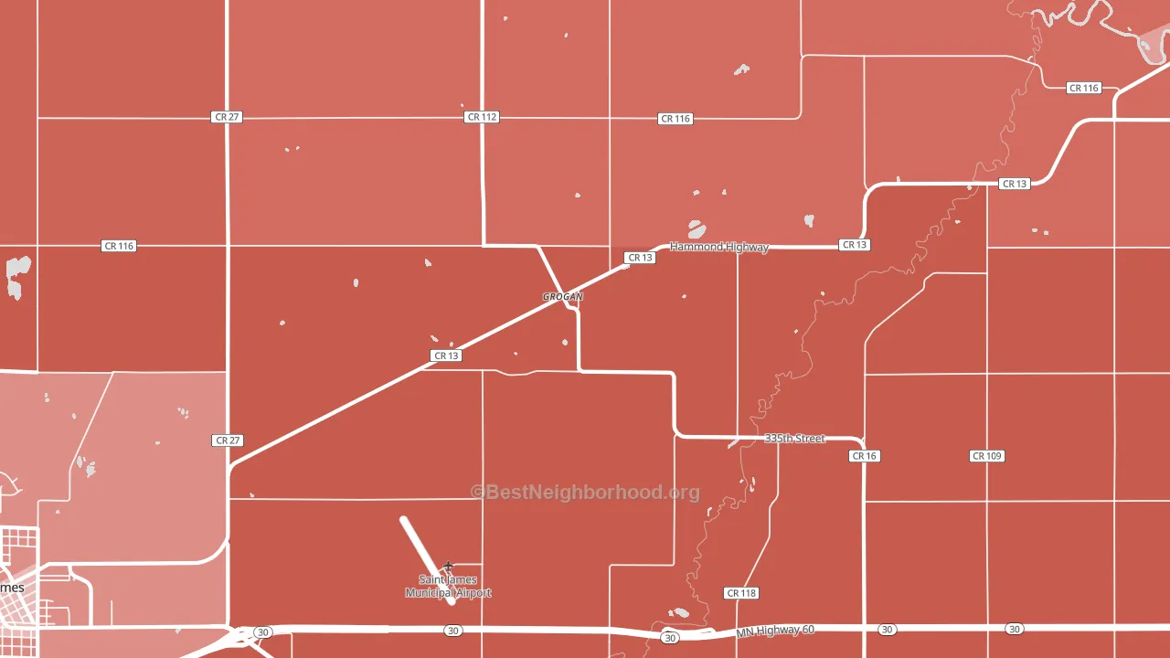 Grogan, MN block-group political-lean map