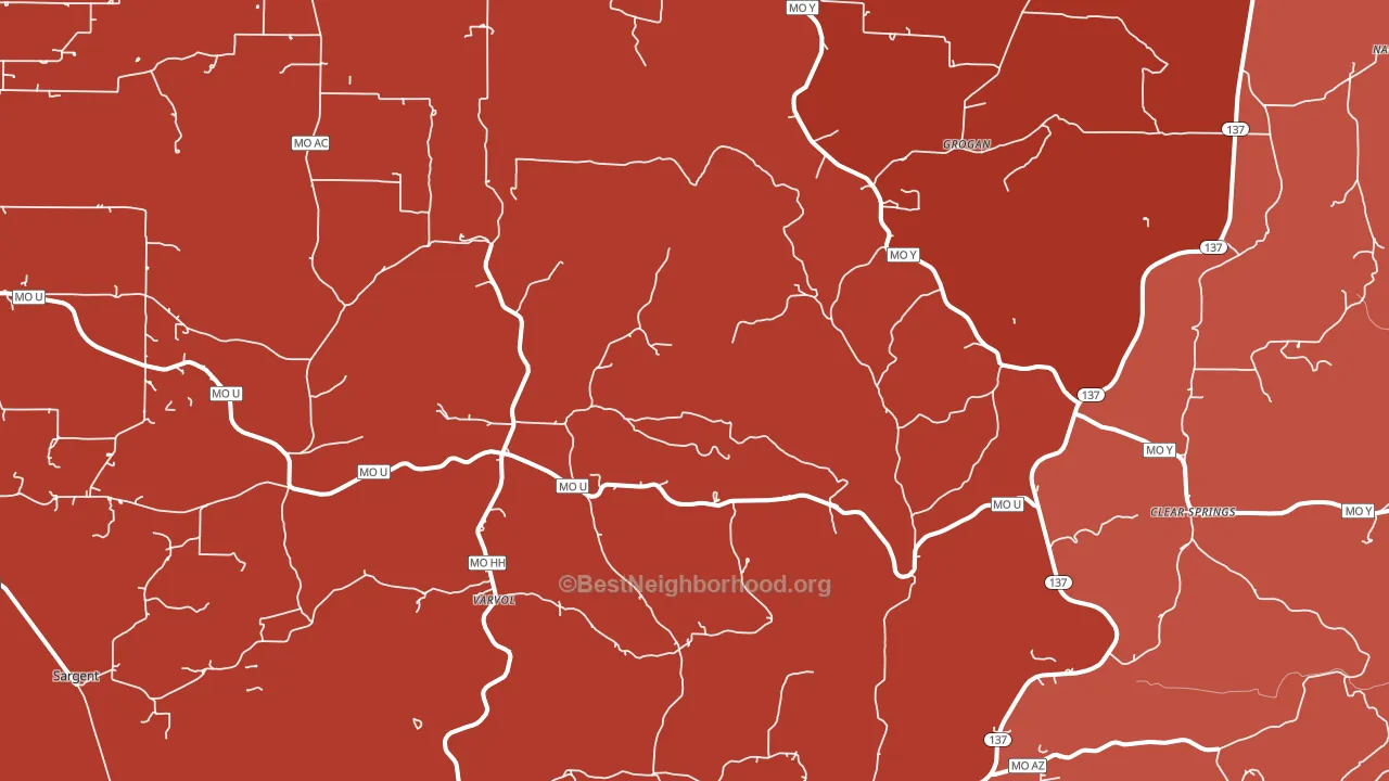 Grogan, MO block-group political-lean map
