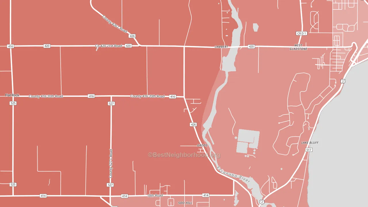 Groos, MI block-group political-lean map