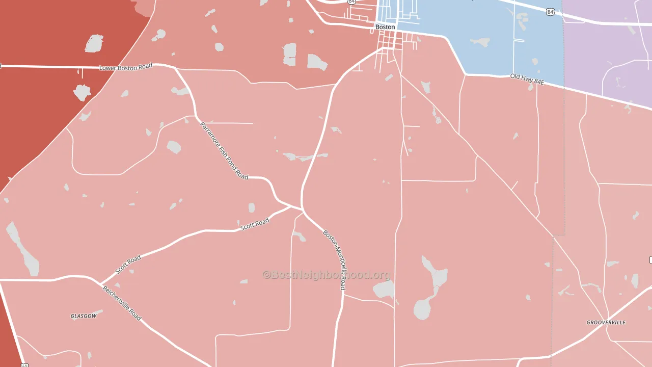 Grooverville, GA block-group political-lean map