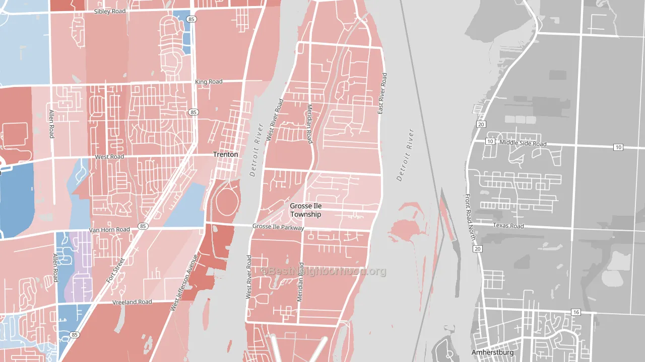 Grosse Ile, MI block-group political-lean map