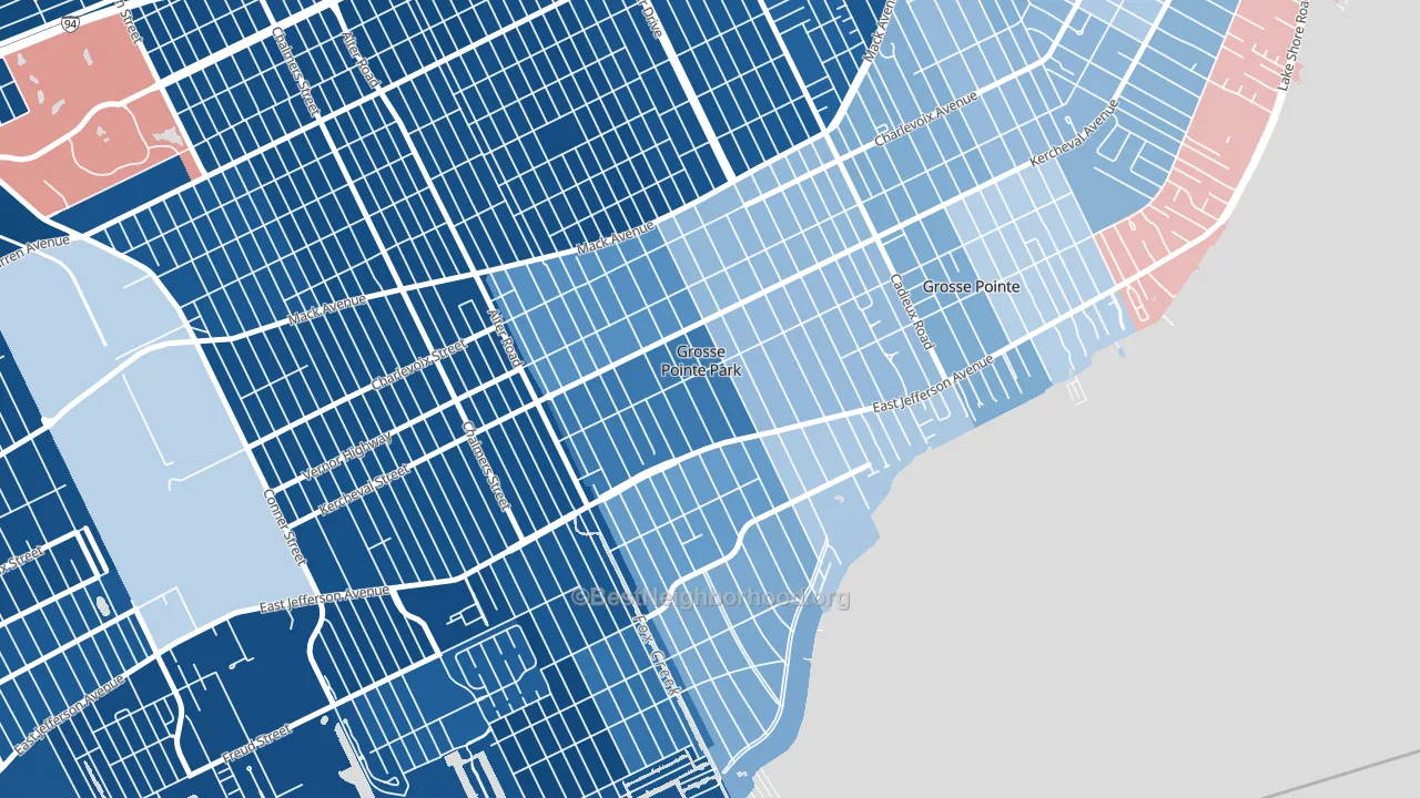 Grosse Pointe Park, MI block-group political-lean map