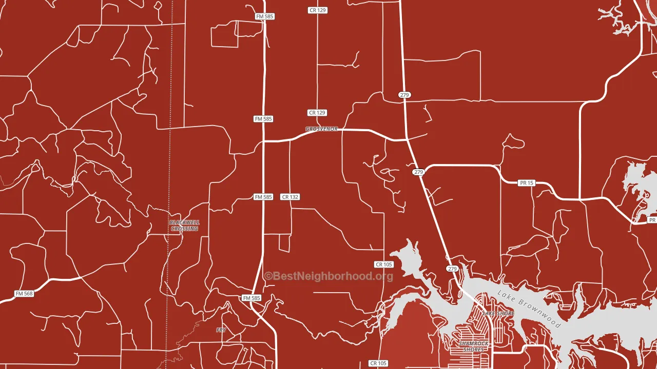 Grosvenor, TX block-group political-lean map