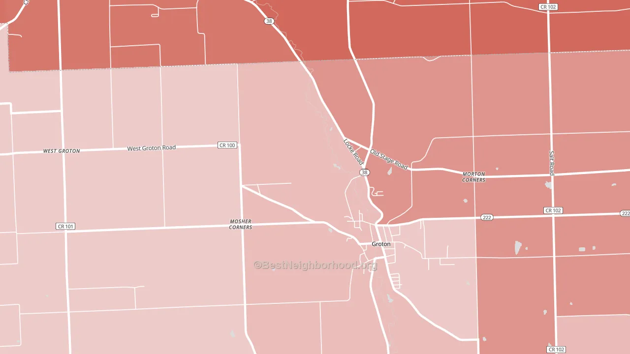 Groton City, NY block-group political-lean map