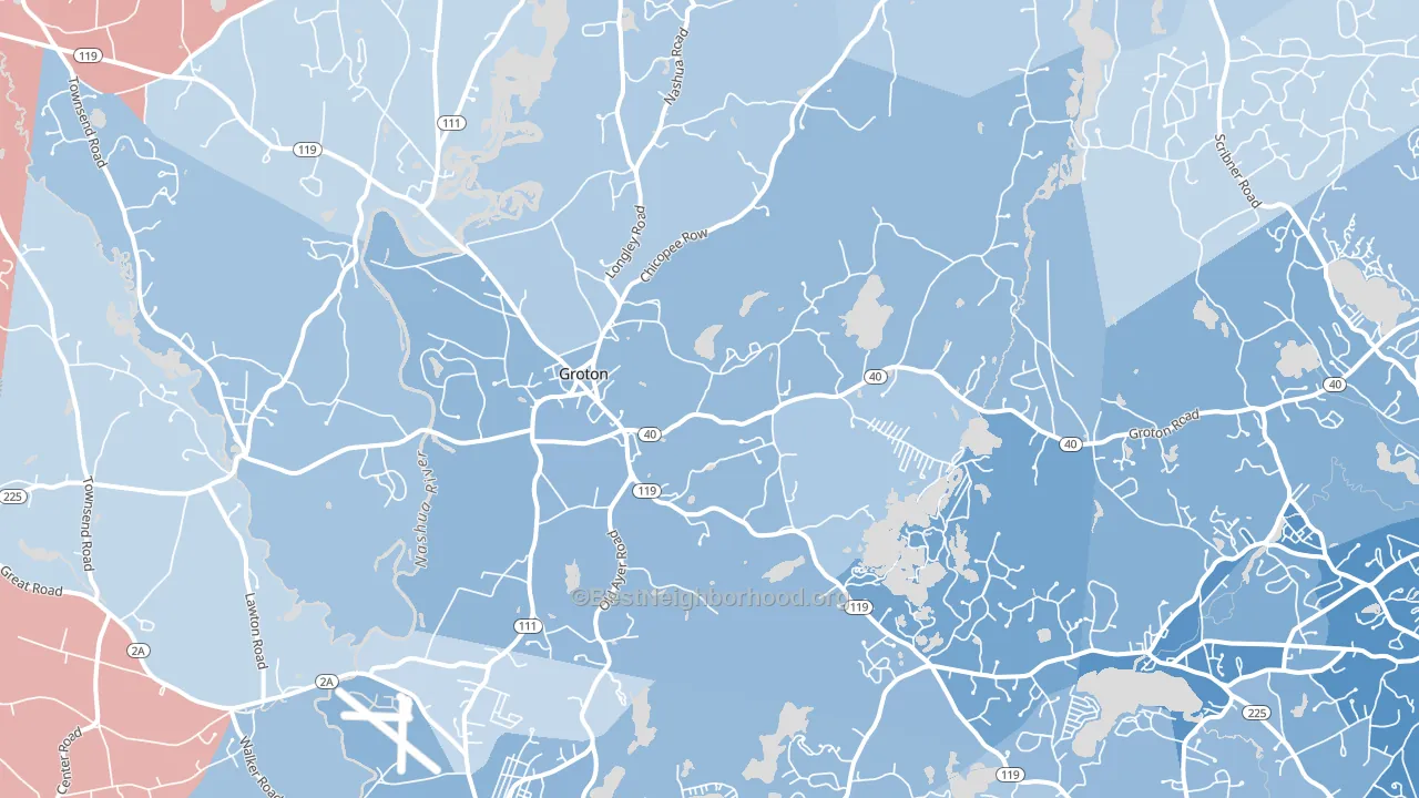 Groton, MA block-group political-lean map