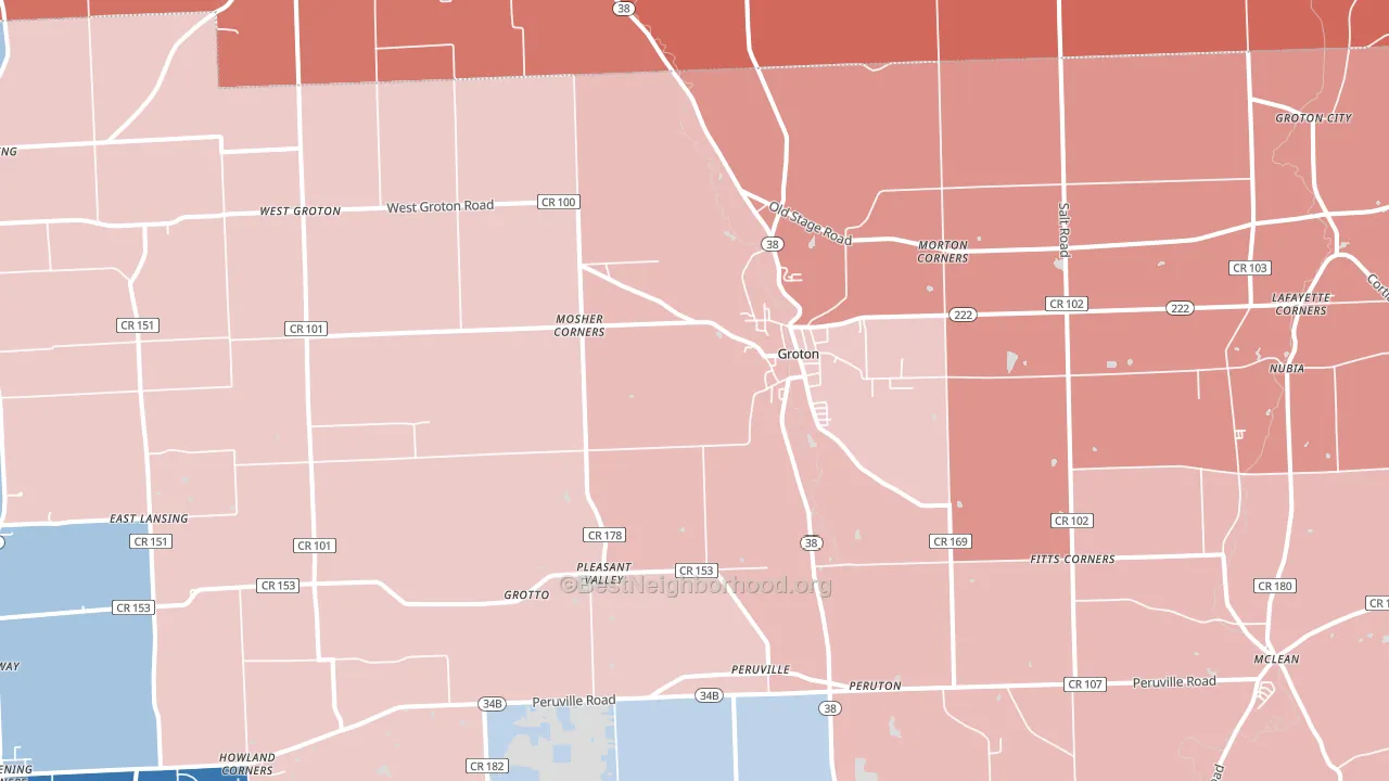 Groton, NY block-group political-lean map