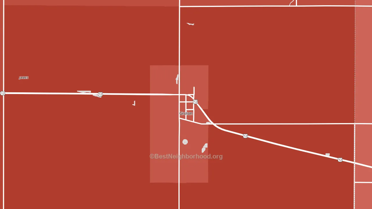 Groton, SD block-group political-lean map