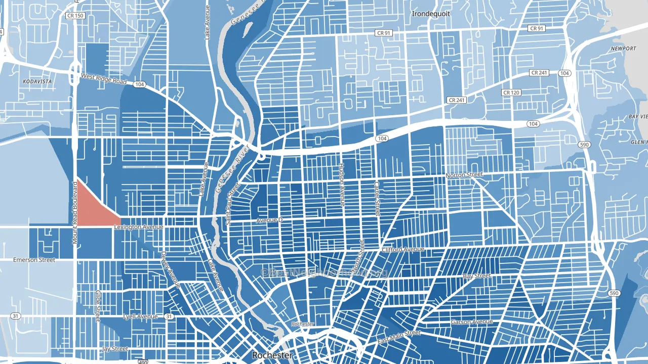 Group 14621, Rochester, NY block-group political-lean map