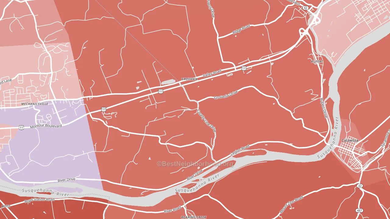 Grovania, PA block-group political-lean map