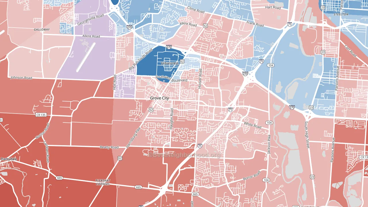 Grove City, OH block-group political-lean map